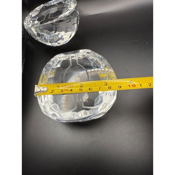 Set Of Two Large Clear Crystal Faceted Half Egg Paperweights - Picture 9 of 9